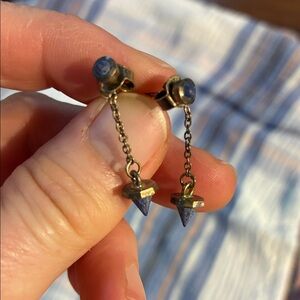 Elegant Blue and Gold vermeil Drop Earrings 🦋